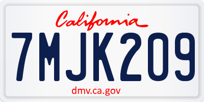 CA license plate 7MJK209