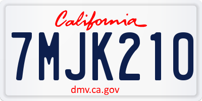 CA license plate 7MJK210