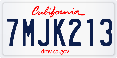 CA license plate 7MJK213