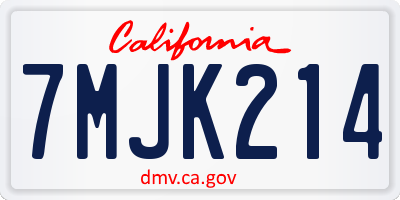 CA license plate 7MJK214