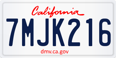 CA license plate 7MJK216