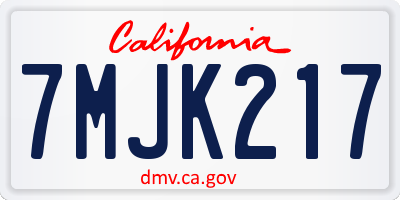 CA license plate 7MJK217