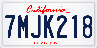 CA license plate 7MJK218