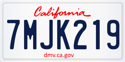 CA license plate 7MJK219