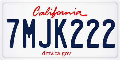 CA license plate 7MJK222