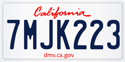 CA license plate 7MJK223