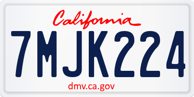 CA license plate 7MJK224