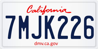 CA license plate 7MJK226