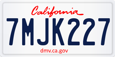CA license plate 7MJK227