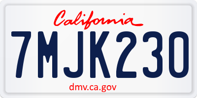 CA license plate 7MJK230