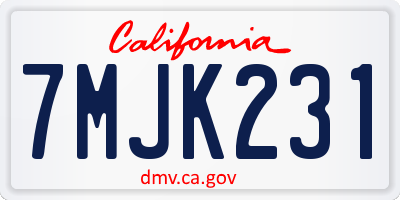 CA license plate 7MJK231