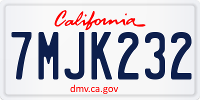 CA license plate 7MJK232