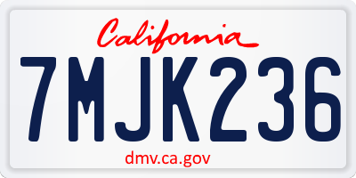 CA license plate 7MJK236