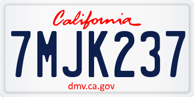 CA license plate 7MJK237