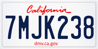 CA license plate 7MJK238
