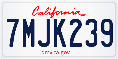 CA license plate 7MJK239