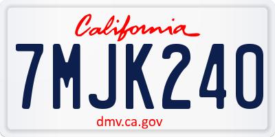 CA license plate 7MJK240