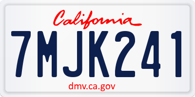 CA license plate 7MJK241