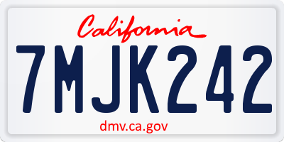 CA license plate 7MJK242
