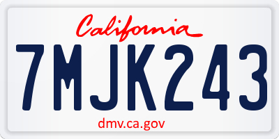CA license plate 7MJK243