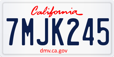 CA license plate 7MJK245