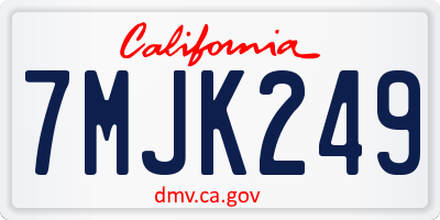 CA license plate 7MJK249