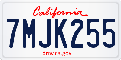 CA license plate 7MJK255