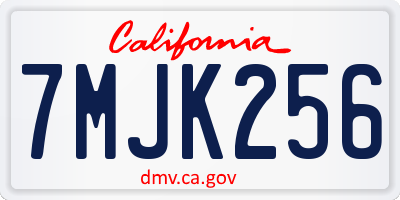 CA license plate 7MJK256