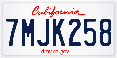 CA license plate 7MJK258
