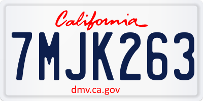 CA license plate 7MJK263