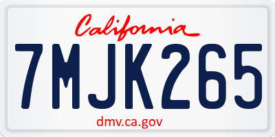 CA license plate 7MJK265