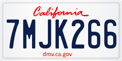 CA license plate 7MJK266