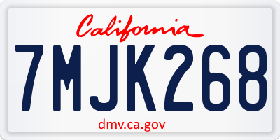CA license plate 7MJK268
