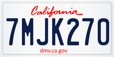 CA license plate 7MJK270