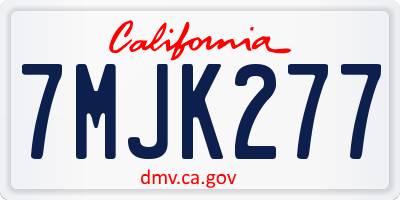 CA license plate 7MJK277
