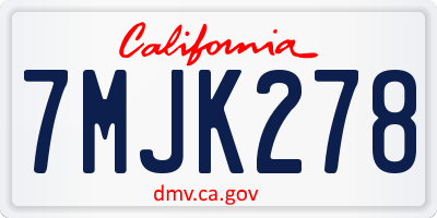 CA license plate 7MJK278