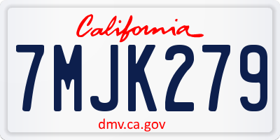 CA license plate 7MJK279