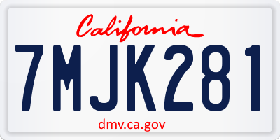 CA license plate 7MJK281