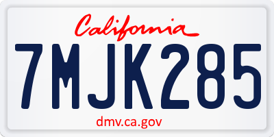 CA license plate 7MJK285