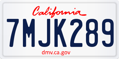 CA license plate 7MJK289