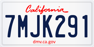 CA license plate 7MJK291