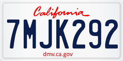CA license plate 7MJK292