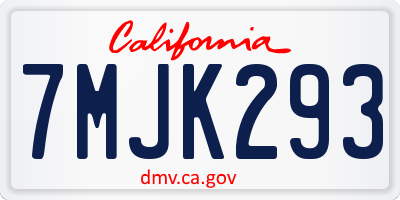 CA license plate 7MJK293