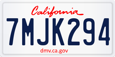 CA license plate 7MJK294
