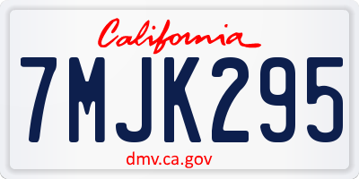 CA license plate 7MJK295