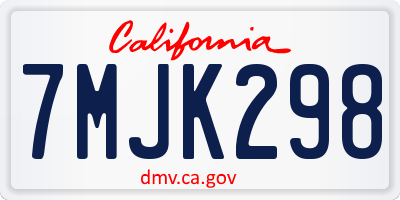 CA license plate 7MJK298