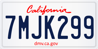 CA license plate 7MJK299