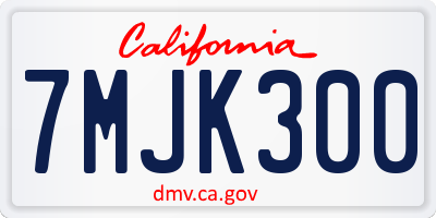 CA license plate 7MJK300