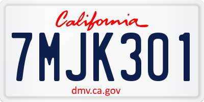 CA license plate 7MJK301