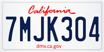 CA license plate 7MJK304